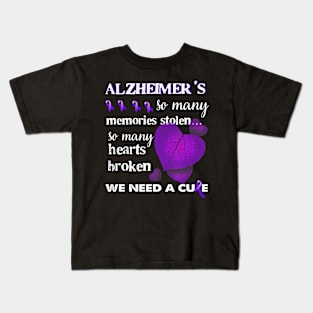SO MANY MEMORIES STOLEN LEAVES ALZHEIMER AWARENESS Gift Kids T-Shirt